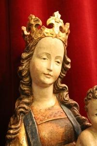 St. Mary Statue style baroque en wood polychrome, Southern Germany 20th century