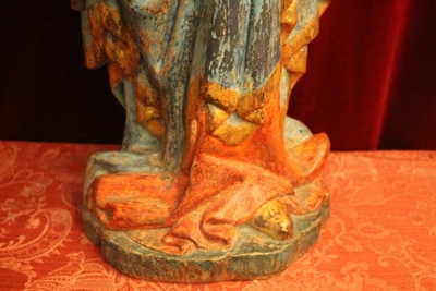 St. Mary Statue With Child style Baroque en hand-carved wood polychrome, Southern Germany 20th century