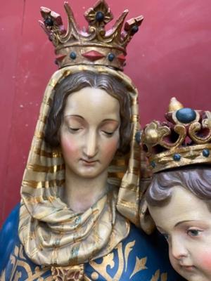 St. Mary With Child style Baroque en Plaster polychrome, BELGIUM 19 th century ( Anno 1865 )