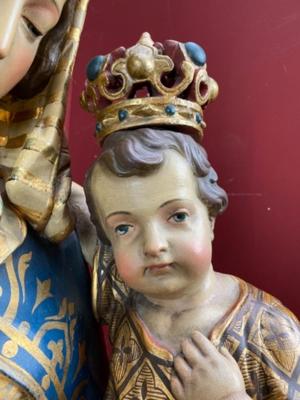 St. Mary With Child style Baroque en Plaster polychrome, BELGIUM 19 th century ( Anno 1865 )