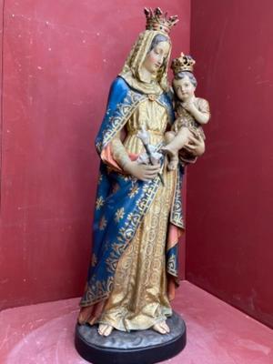 St. Mary With Child style Baroque en Plaster polychrome, BELGIUM 19 th century ( Anno 1865 )