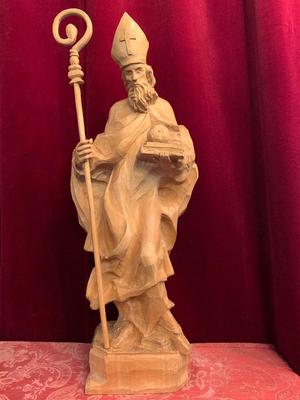 St. Nicolas Statue style Baroque en Carved Wood, Southern Germany 20th century (Anno 1995)
