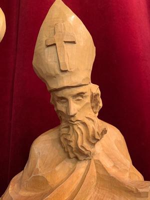 St. Nicolas Statue style Baroque en Carved Wood, Southern Germany 20th century (Anno 1995)