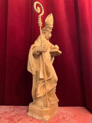 St. Nicolas Statue style Baroque en Carved Wood, Southern Germany 20th century (Anno 1995)