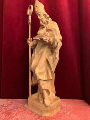 St. Nicolas Statue style Baroque en Carved Wood, Southern Germany 20th century (Anno 1995)