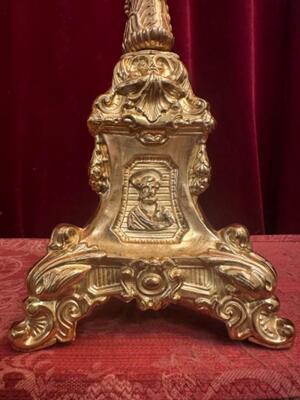 Altar - Cross style Baroque - Style en Brass / Bronze / Polished and Varnished, Belgium  19 th century ( Anno 1875 )