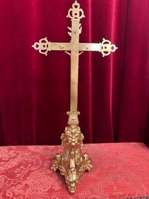 Altar - Cross style Baroque - Style en Brass / Bronze / Polished and Varnished, Belgium  19 th century ( Anno 1875 )