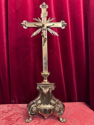 Altar - Cross style Baroque - Style en Brass / Bronze , Belgium  19 th century ( Anno 1835 )