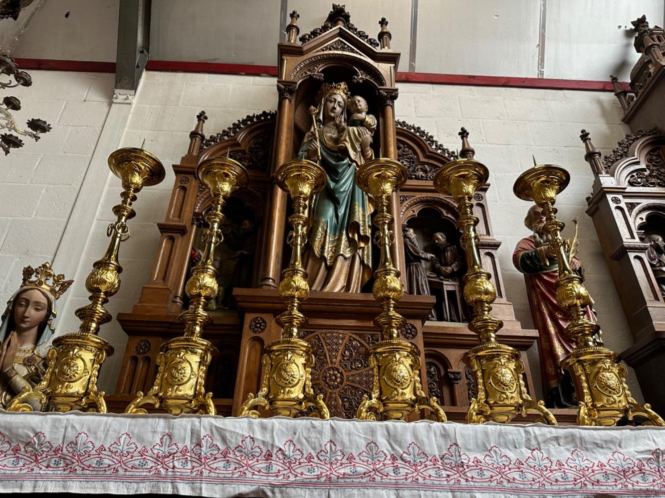 1 Baroque - Style Altar -Set 6 Matching Large Candle Sticks Height Without Pin: 100 Cm !