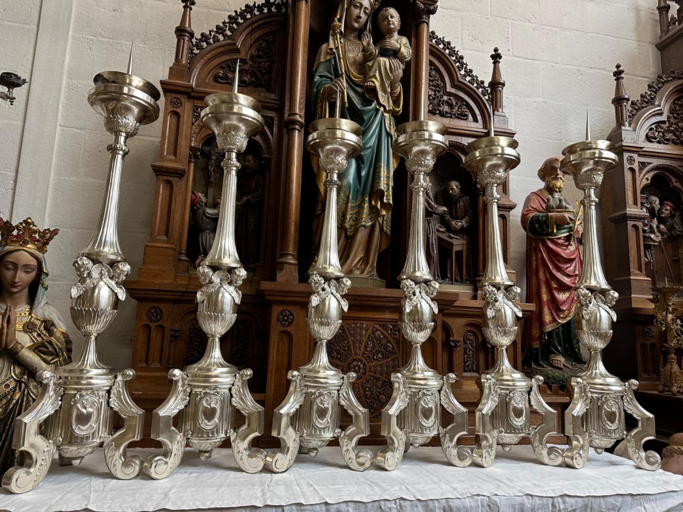 1 Baroque - Style Altar -Set 6 Matching Large Candle Sticks Height Without Pin: 115 Cm !