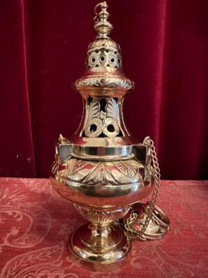 Censer  style Baroque - Style en Brass / Bronze / Polished and Varnished, Belgium  19 th century ( Anno 1865 )
