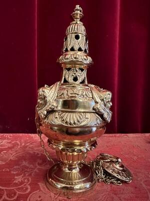 Censer  style Baroque - Style en Brass / Bronze / Polished and Varnished, Belgium  19 th century ( Anno 1865 )