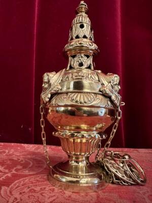 Censer  style Baroque - Style en Brass / Bronze / Polished and Varnished, Belgium  19 th century ( Anno 1865 )