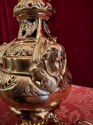 Censer  style Baroque - Style en Brass / Bronze / Polished and Varnished, Belgium  19 th century ( Anno 1865 )