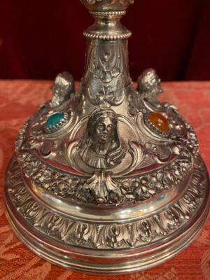 Chalice With Original Case style Baroque - Style en Full - Silver 900/1000 / Stones, Italy  19th century ( anno 1840 )