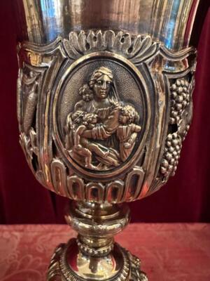 Chalice With Original Paten style Baroque - Style en Full - Silver / Silver Marks Present, Belgium  19 th century ( Anno 1820 )