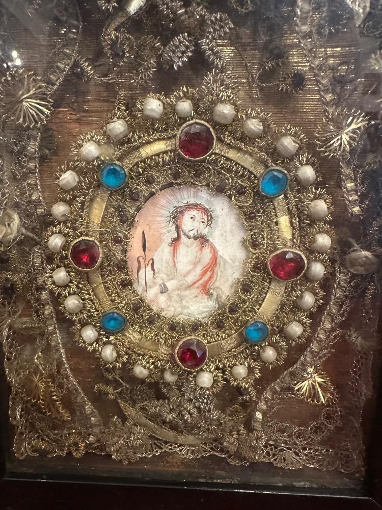 1 Baroque - Style Devotional Imagination Of Christ At The Columna Flagellis. Exceptional Monastery Handwork