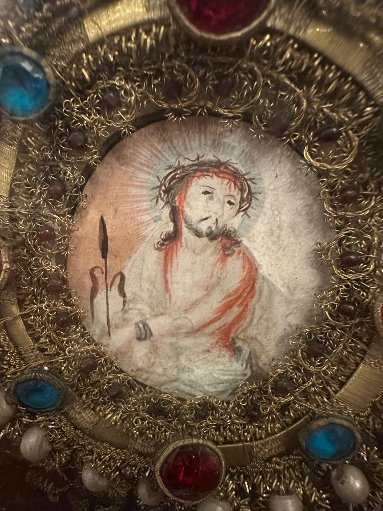 1 Baroque - Style Devotional Imagination Of Christ At The Columna Flagellis. Exceptional Monastery Handwork
