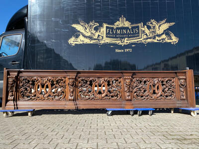 Exceptional Double Sided Communion Rail In 2 Pieces style Baroque - Style en Oak wood, Belgium  19 th century