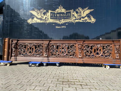 Exceptional Double Sided Communion Rail In 2 Pieces style Baroque - Style en Oak wood, Belgium  19 th century