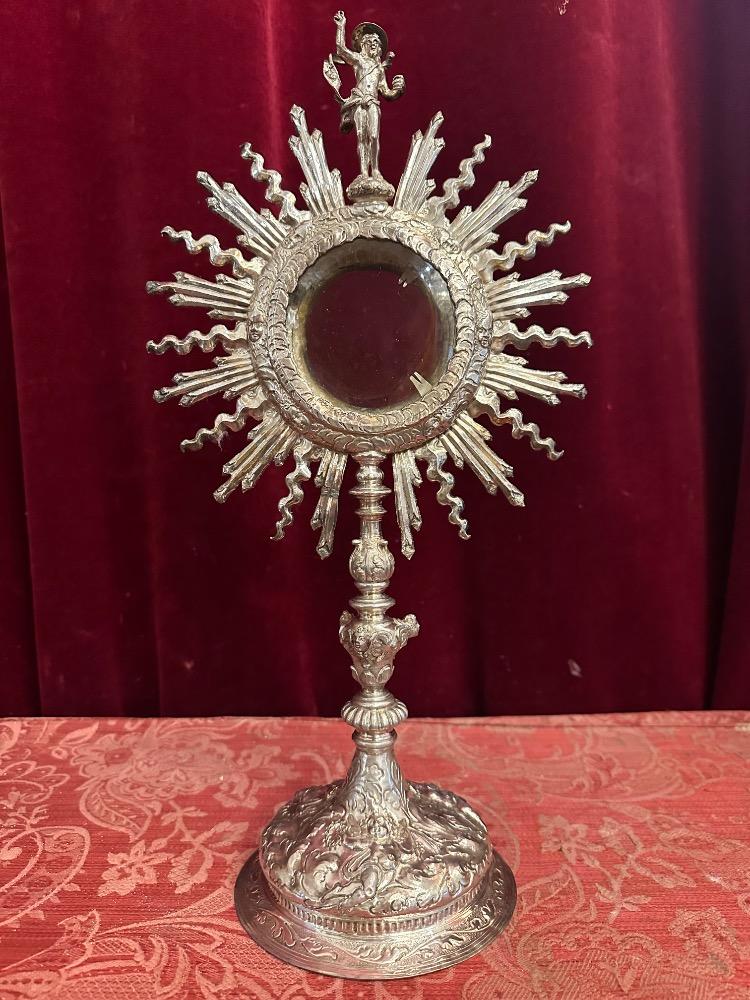 1 Baroque - Style Exceptional Monstrance Museum Piece, Fully Hand - Made In Solid Silver