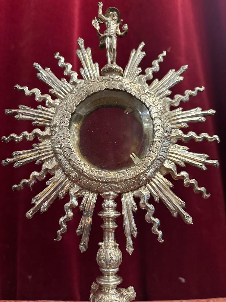 1 Baroque - Style Exceptional Monstrance Museum Piece, Fully Hand - Made In Solid Silver