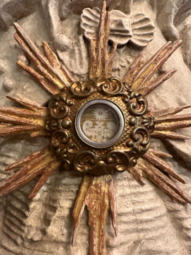 1 Baroque - Style Exceptional Reliquary - Bust St. Nicholas With Original Sealed Relic