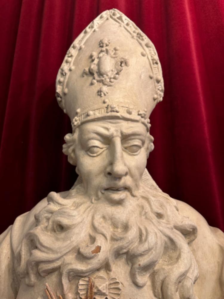 1 Baroque - Style Exceptional Reliquary - Bust St. Nicholas With Original Sealed Relic