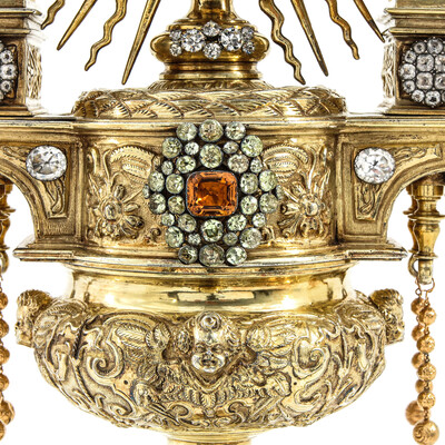 Exceptional Reliquary Relic Of The True Cross style Baroque - Style en Full - Silver / Stones / Diamonds, Belgium  18 th century