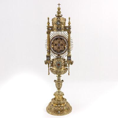 Exceptional Reliquary Relic Of The True Cross style Baroque - Style en Full - Silver / Stones / Diamonds, Belgium  18 th century