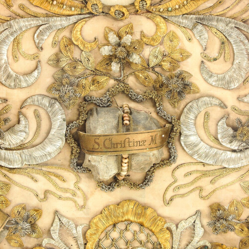 1 Baroque - Style Large Altar - Piece Reliquary - Relics St. Christinae & 12 More Wax Medaillons