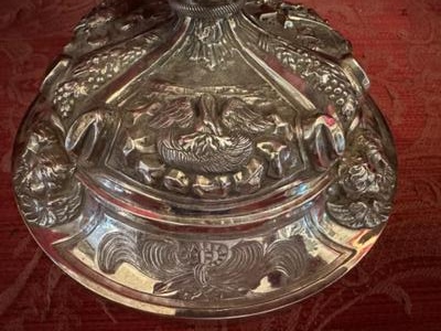 Large Ciborium style Baroque - Style en Full - Silver / Silver Marks Present, France 19 th century ( Anno 1815 )