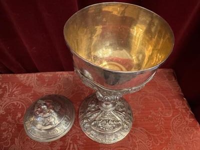Large Ciborium style Baroque - Style en Full - Silver / Silver Marks Present, France 19 th century ( Anno 1815 )