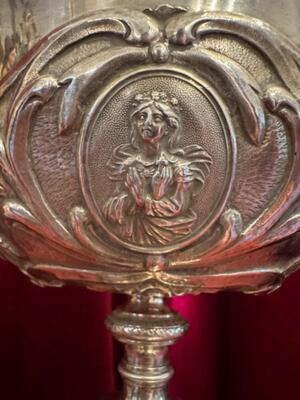 Large Ciborium style Baroque - Style en Full - Silver / Silver Marks Present, France 19 th century ( Anno 1815 )
