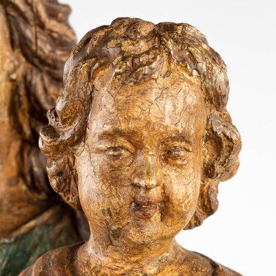 Madonna & Child  style Baroque - Style en Hand - Carved Wood , Belgium  19 th century