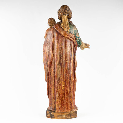 Madonna & Child  style Baroque - Style en Hand - Carved Wood , Belgium  19 th century