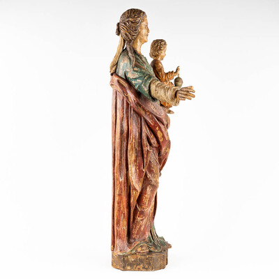 Madonna & Child style Baroque - Style en Hand - Carved Wood , Belgium  17 th / 18 th century ( Anno 1700 )