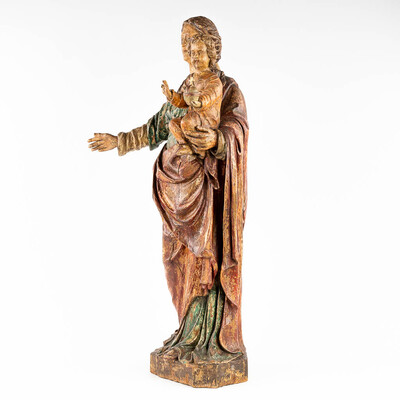 Madonna & Child style Baroque - Style en Hand - Carved Wood , Belgium  17 th / 18 th century ( Anno 1700 )