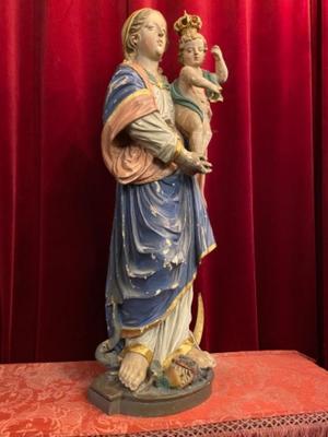 Madonna & Child style BAROQUE-STYLE  en Fully Hand - Carved Wood , Italy  18 th century ( Anno 1890 )