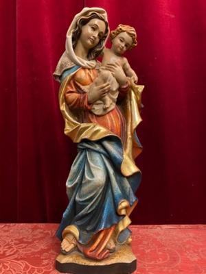 Madonna & Child  style BAROQUE-STYLE en Carved Wood Polychrome, Southern Germany 20 th century