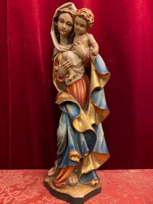 Madonna & Child  style BAROQUE-STYLE en Carved Wood Polychrome, Southern Germany 20 th century