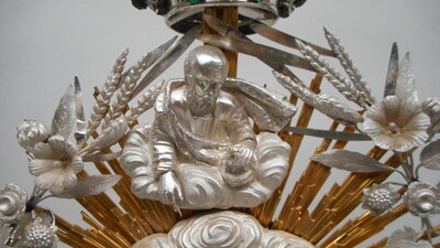 Monstrance.  style Baroque - Style en Full - Silver / Glass / Stones, Belgium 18 th century