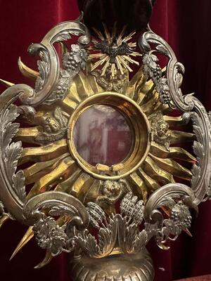 Monstrance  style Baroque - Style en Full - Silver / Silver Marks Present, Belgium  18 th century