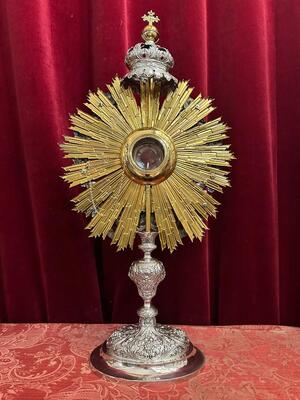 Monstrance  style Baroque - Style en Full - Silver / Stones / Diamonds / Glass / Polished & Varnished, Belgium  18 th century