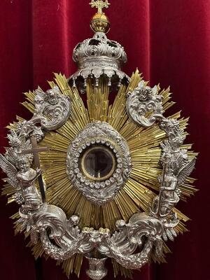 Monstrance  style Baroque - Style en Full - Silver / Stones / Diamonds / Glass / Polished & Varnished, Belgium  18 th century