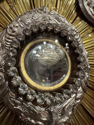 Monstrance  style Baroque - Style en Full - Silver / Stones / Diamonds / Glass / Polished & Varnished, Belgium  18 th century