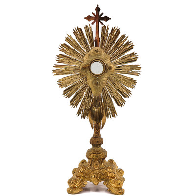 Monstrance  style BAROQUE-STYLE en Brass / Gilt, Belgium  19 th century