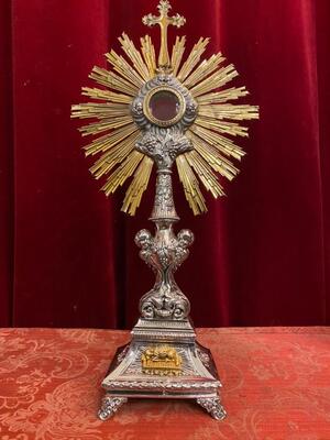 Monstrance H 54 Cm style Baroque - Style en Full - Silver / Polished and Varnished / Silver Marks Present, France 18 th century