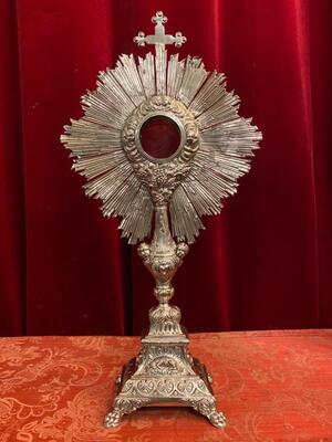 Monstrance H 55 Cm style Baroque - Style en Full - Silver / Polished and Varnished / Silver Marks Present, France 18 th century