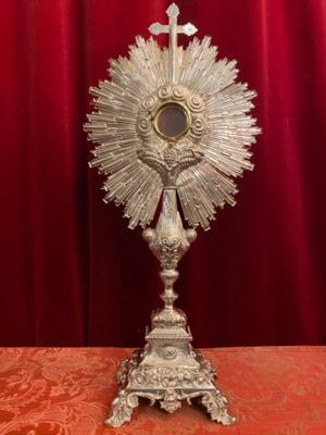 Monstrance H 74 Cm. style Baroque - Style en Full - Silver / Polished and Varnished / Silver Marks Present, France 18 th century